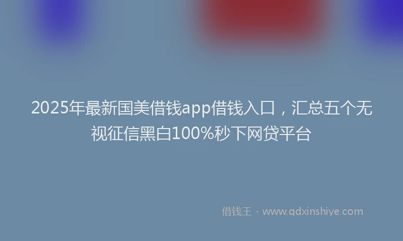 2025年最新国美借钱app借钱入口，汇总五个无视征信黑白100%秒下网贷平台