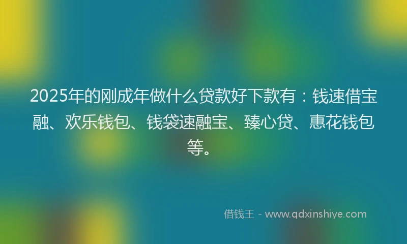 2025年的刚成年做什么贷款好下款有：钱速借宝融、欢乐钱包、钱袋速融宝、臻心贷、惠花钱包等。