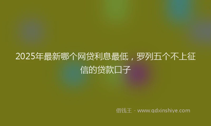 2025年最新哪个网贷利息最低，罗列五个不上征信的贷款口子