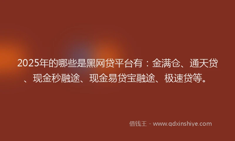 2025年的哪些是黑网贷平台有：金满仓、通天贷、现金秒融途、现金易贷宝融途、极速贷等。