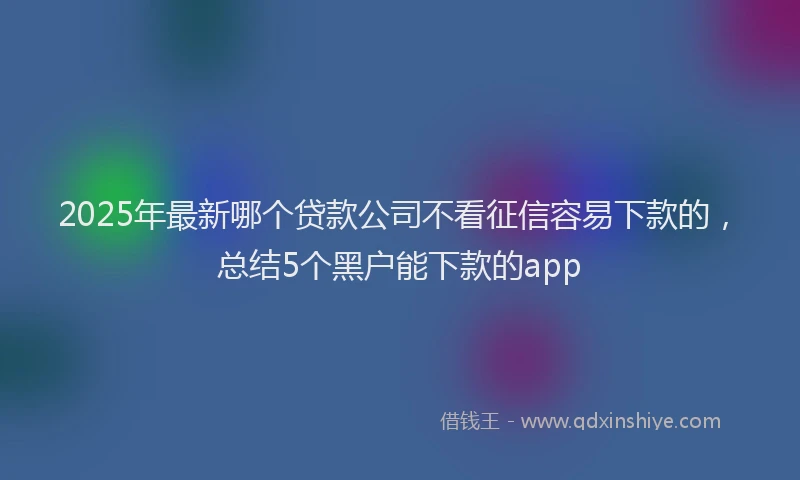 2025年最新哪个贷款公司不看征信容易下款的，总结5个黑户能下款的app