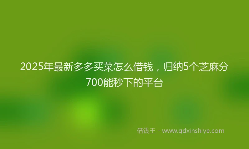 2025年最新多多买菜怎么借钱，归纳5个芝麻分700能秒下的平台