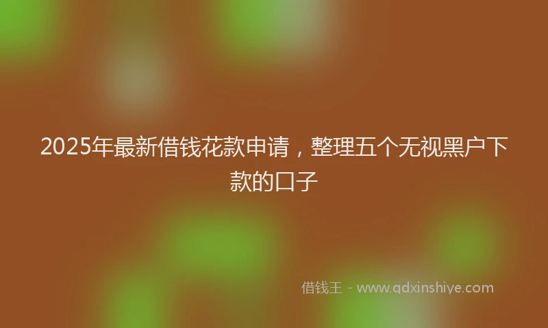 2025年最新借钱花款申请，整理五个无视黑户下款的口子