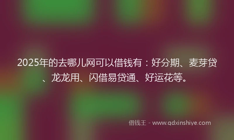 2025年的去哪儿网可以借钱有：好分期、麦芽贷、龙龙用、闪借易贷通、好运花等。