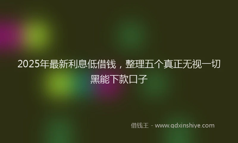 2025年最新利息低借钱，整理五个真正无视一切黑能下款口子