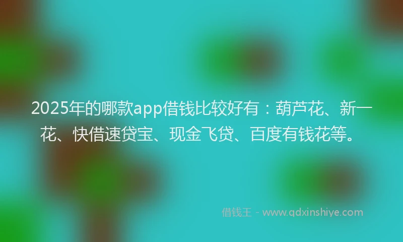 2025年的哪款app借钱比较好有：葫芦花、新一花、快借速贷宝、现金飞贷、百度有钱花等。