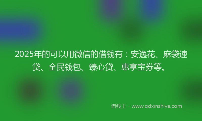 2025年的可以用微信的借钱有：安逸花、麻袋速贷、全民钱包、臻心贷、惠享宝券等。