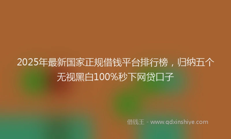 2025年最新国家正规借钱平台排行榜，归纳五个无视黑白100%秒下网贷口子
