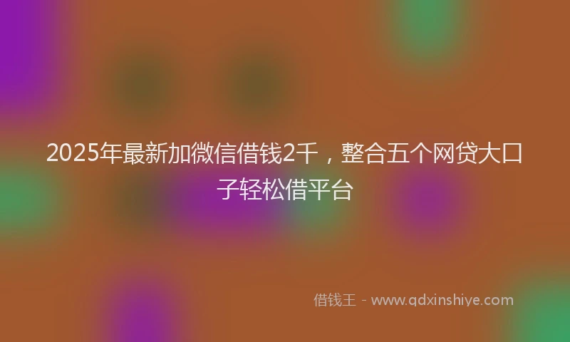 2025年最新加微信借钱2千，整合五个网贷大口子轻松借平台