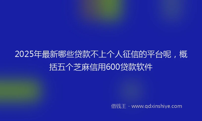 2025年最新哪些贷款不上个人征信的平台呢，概括五个芝麻信用600贷款软件