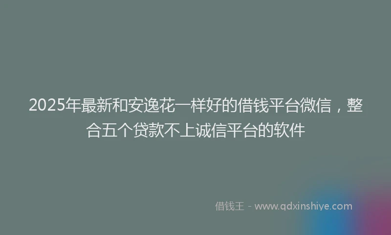 2025年最新和安逸花一样好的借钱平台微信，整合五个贷款不上诚信平台的软件