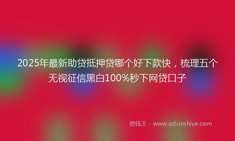 2025年最新助贷抵押贷哪个好下款快，梳理五个无视征信黑白100%秒下网贷口子