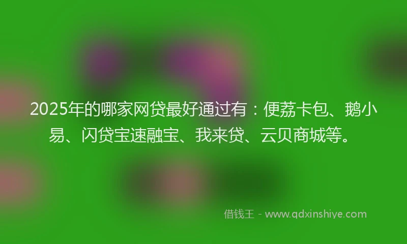2025年的哪家网贷最好通过有：便荔卡包、鹅小易、闪贷宝速融宝、我来贷、云贝商城等。
