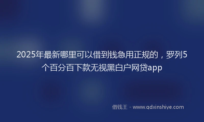 2025年最新哪里可以借到钱急用正规的，罗列5个百分百下款无视黑白户网贷app