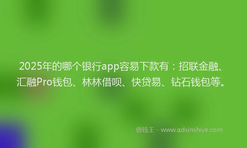 2025年的哪个银行app容易下款有：招联金融、汇融Pro钱包、林林借呗、快贷易、钻石钱包等。