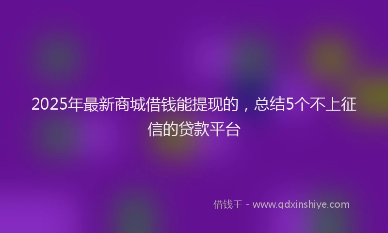 2025年最新商城借钱能提现的，总结5个不上征信的贷款平台