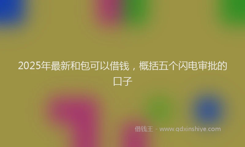 2025年最新和包可以借钱，概括五个闪电审批的口子