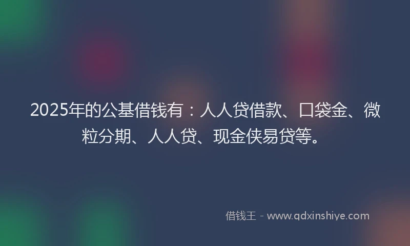 2025年的公基借钱有：人人贷借款、口袋金、微粒分期、人人贷、现金侠易贷等。