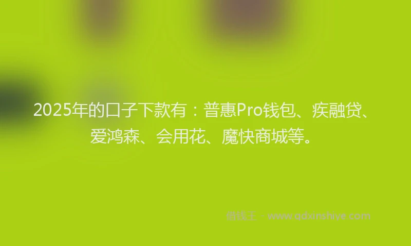 2025年的口子下款有：普惠Pro钱包、疾融贷、爱鸿森、会用花、魔快商城等。