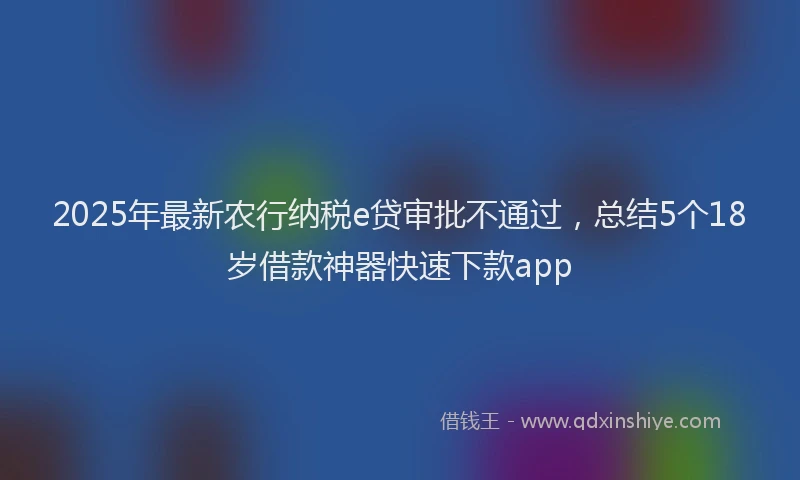 2025年最新农行纳税e贷审批不通过，总结5个18岁借款神器快速下款app