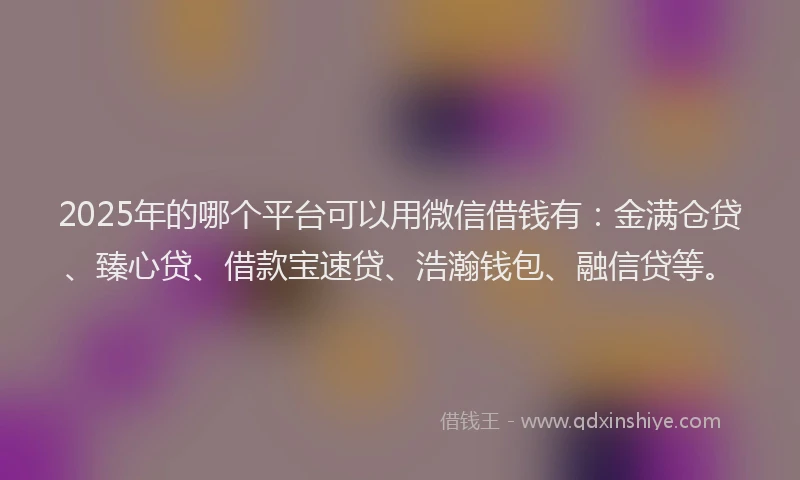 2025年的哪个平台可以用微信借钱有：金满仓贷、臻心贷、借款宝速贷、浩瀚钱包、融信贷等。