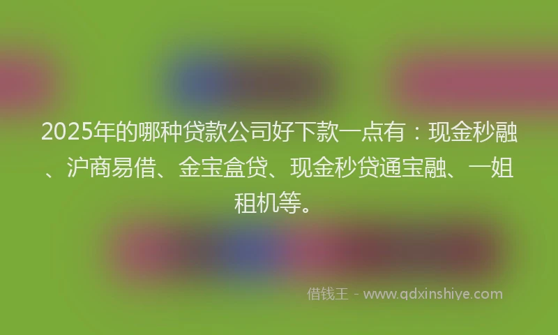 2025年的哪种贷款公司好下款一点有：现金秒融、沪商易借、金宝盒贷、现金秒贷通宝融、一姐租机等。