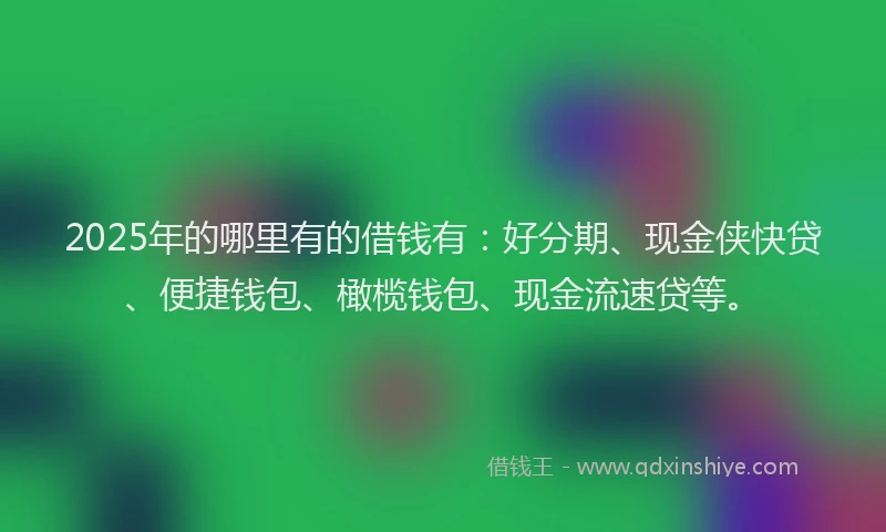 2025年的哪里有的借钱有：好分期、现金侠快贷、便捷钱包、橄榄钱包、现金流速贷等。