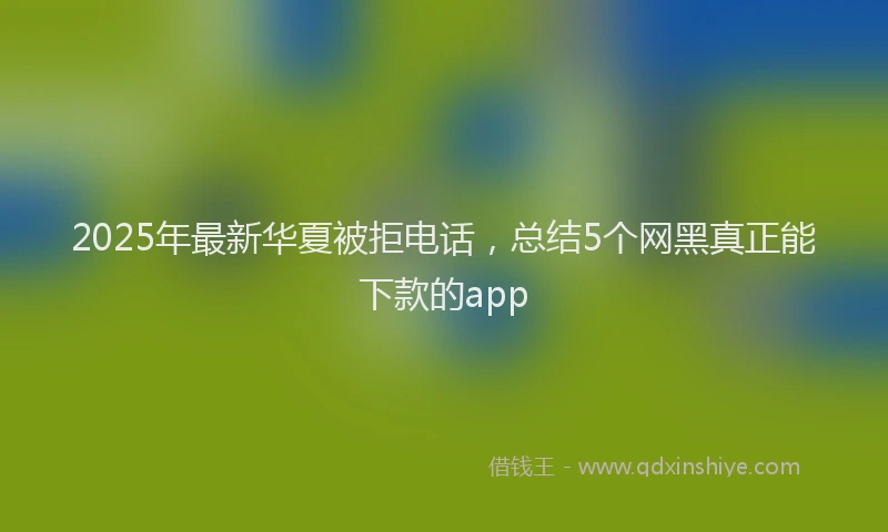 2025年最新华夏被拒电话，总结5个网黑真正能下款的app