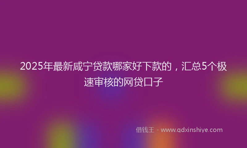 2025年最新咸宁贷款哪家好下款的，汇总5个极速审核的网贷口子