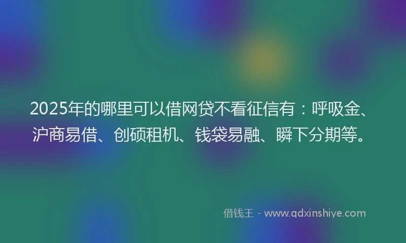 2025年的哪里可以借网贷不看征信有：呼吸金、沪商易借、创硕租机、钱袋易融、瞬下分期等。