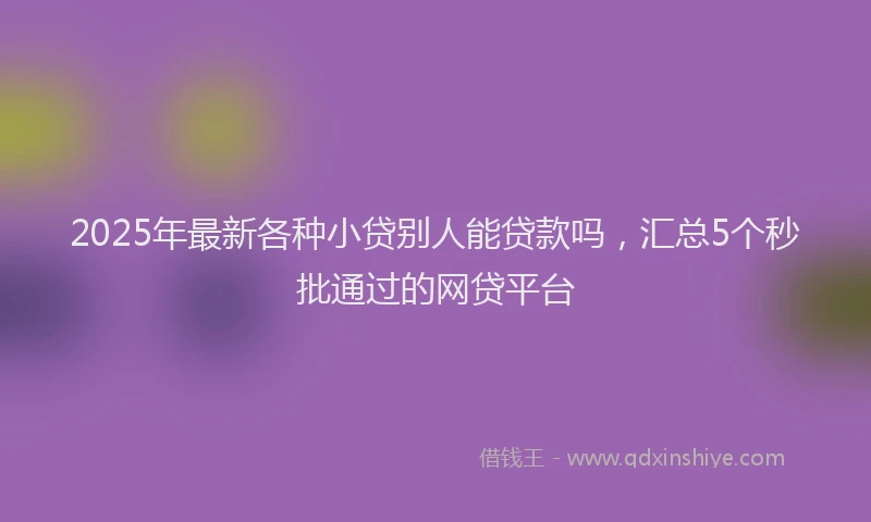 2025年最新各种小贷别人能贷款吗，汇总5个秒批通过的网贷平台