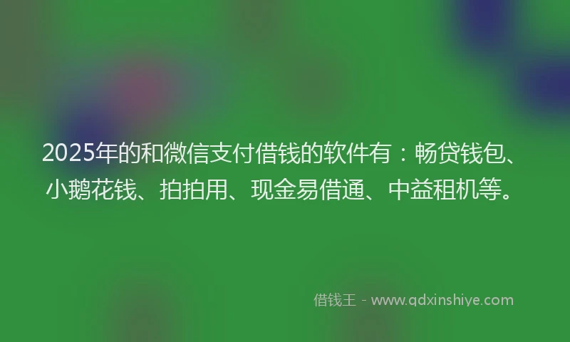 2025年的和微信支付借钱的软件有：畅贷钱包、小鹅花钱、拍拍用、现金易借通、中益租机等。