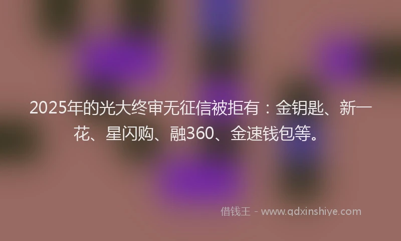 2025年的光大终审无征信被拒有：金钥匙、新一花、星闪购、融360、金速钱包等。