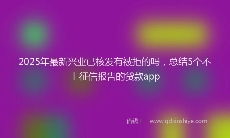 2025年最新兴业已核发有被拒的吗，总结5个不上征信报告的贷款app