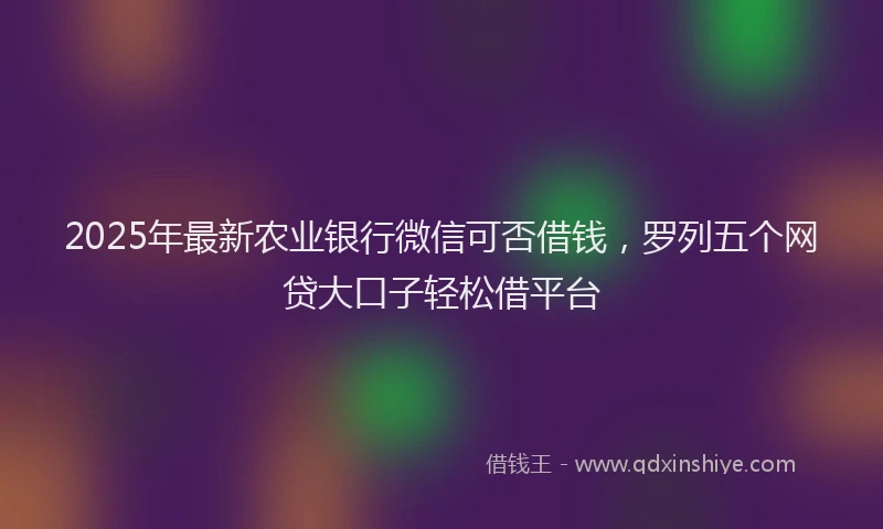 2025年最新农业银行微信可否借钱，罗列五个网贷大口子轻松借平台