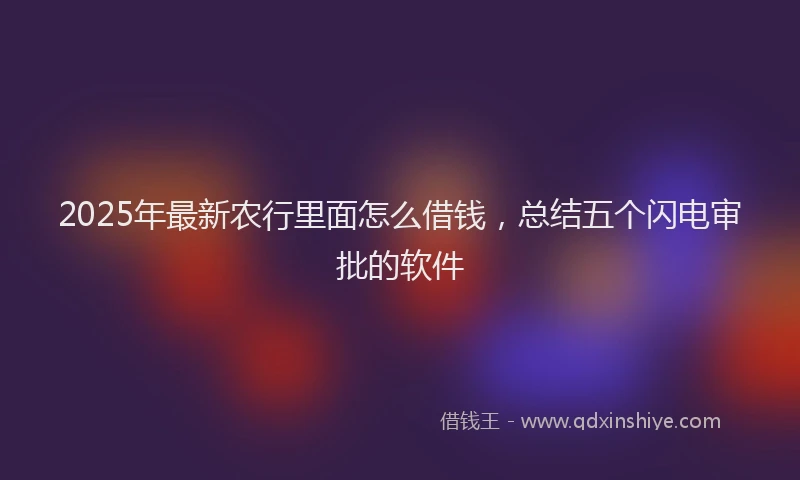 2025年最新农行里面怎么借钱，总结五个闪电审批的软件