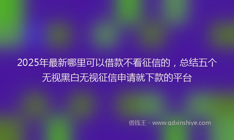 2025年最新哪里可以借款不看征信的，总结五个无视黑白无视征信申请就下款的平台