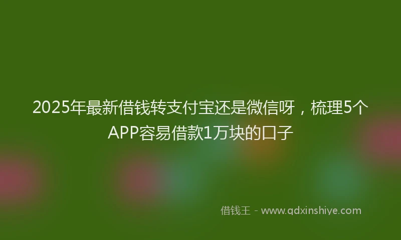 2025年最新借钱转支付宝还是微信呀，梳理5个APP容易借款1万块的口子