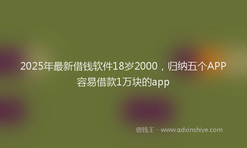 2025年最新借钱软件18岁2000，归纳五个APP容易借款1万块的app