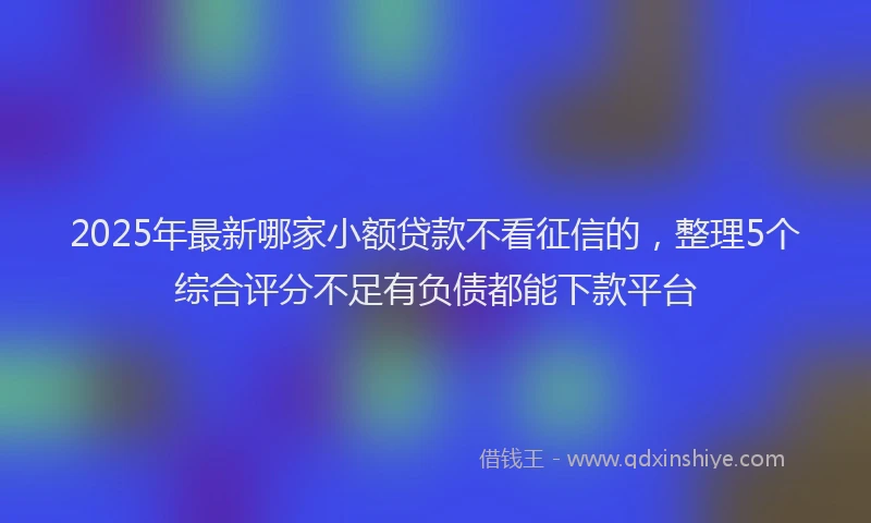 2025年最新哪家小额贷款不看征信的，整理5个综合评分不足有负债都能下款平台