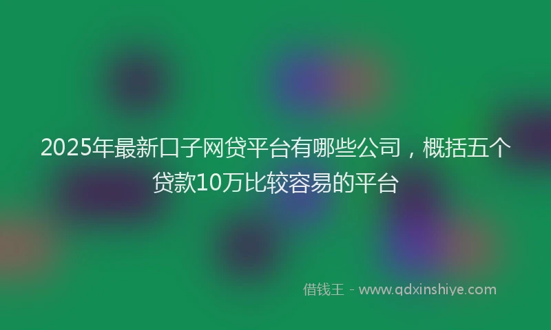 2025年最新口子网贷平台有哪些公司，概括五个贷款10万比较容易的平台
