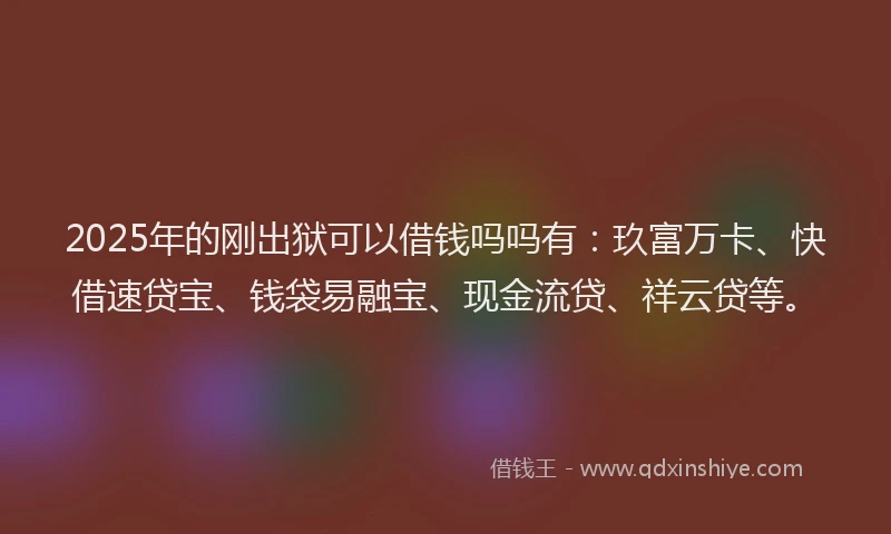 2025年的刚出狱可以借钱吗吗有：玖富万卡、快借速贷宝、钱袋易融宝、现金流贷、祥云贷等。