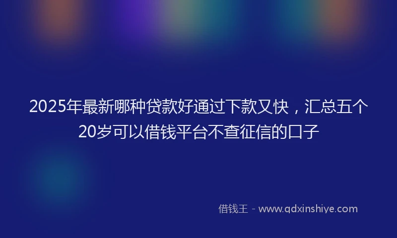 2025年最新哪种贷款好通过下款又快，汇总五个20岁可以借钱平台不查征信的口子