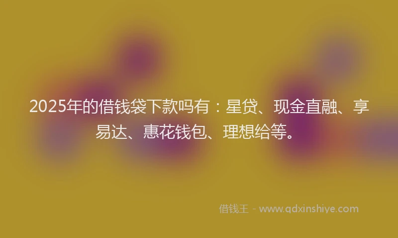 2025年的借钱袋下款吗有：星贷、现金直融、享易达、惠花钱包、理想给等。