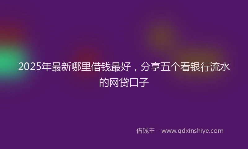 2025年最新哪里借钱最好，分享五个看银行流水的网贷口子