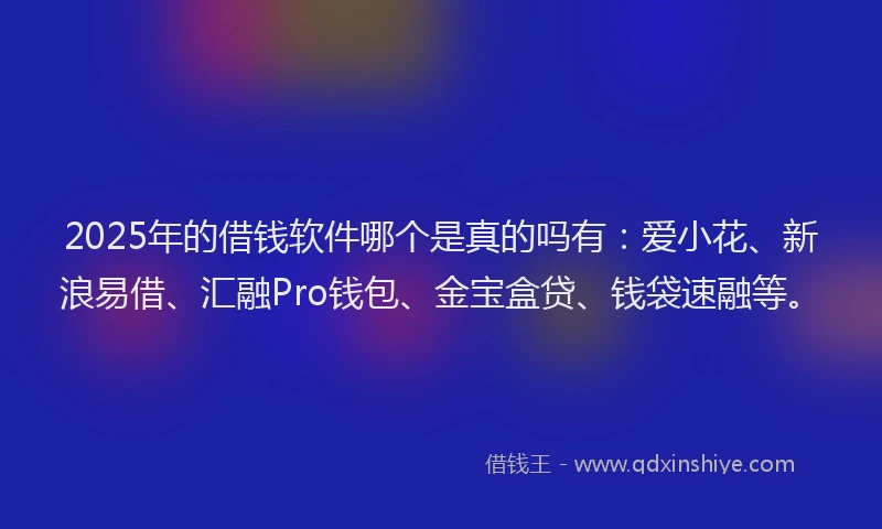 2025年的借钱软件哪个是真的吗有：爱小花、新浪易借、汇融Pro钱包、金宝盒贷、钱袋速融等。