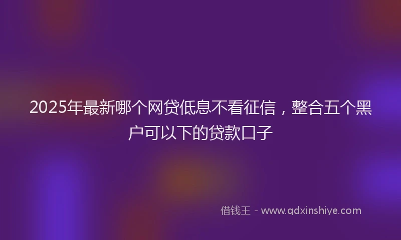 2025年最新哪个网贷低息不看征信，整合五个黑户可以下的贷款口子