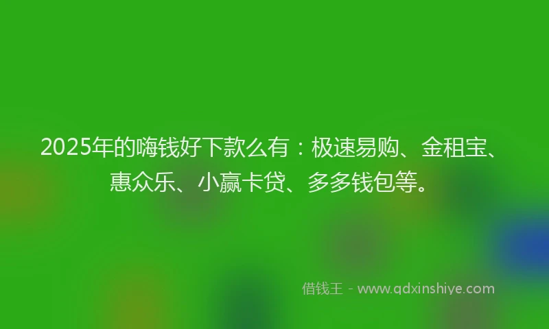 2025年的嗨钱好下款么有：极速易购、金租宝、惠众乐、小赢卡贷、多多钱包等。