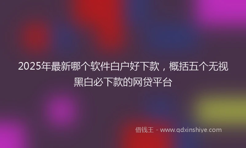 2025年最新哪个软件白户好下款，概括五个无视黑白必下款的网贷平台