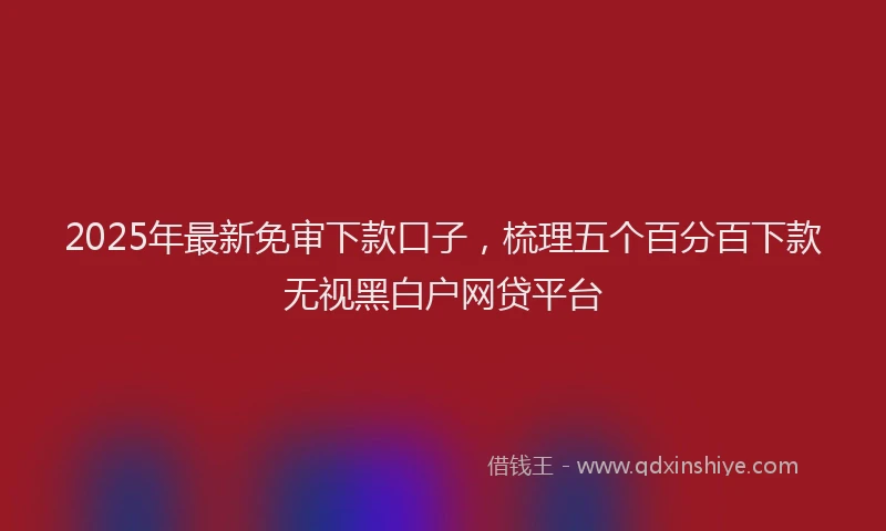 2025年最新免审下款口子，梳理五个百分百下款无视黑白户网贷平台